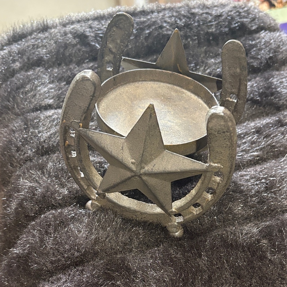 Rustic Texas Star and Horseshoe Candle Holder